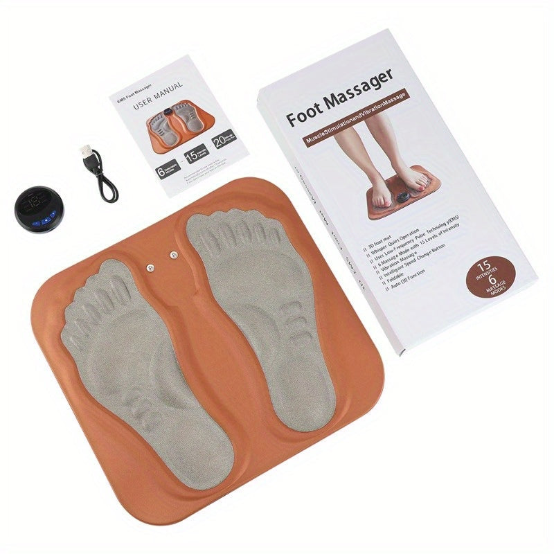 Rechargeable 3D Foot Massager Pad – Foldable Acupressure Mat – Orange
