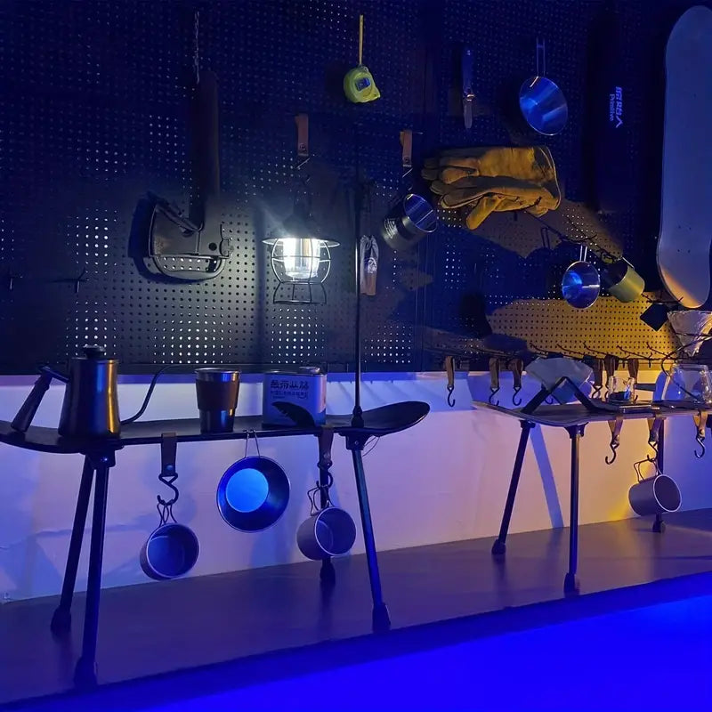 Black Skateboard Shape Courtyard Camping Table - Foldable & Lightweight