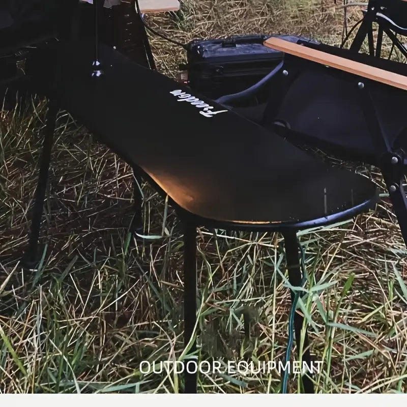 Black Skateboard Shape Courtyard Camping Table - Foldable & Lightweight