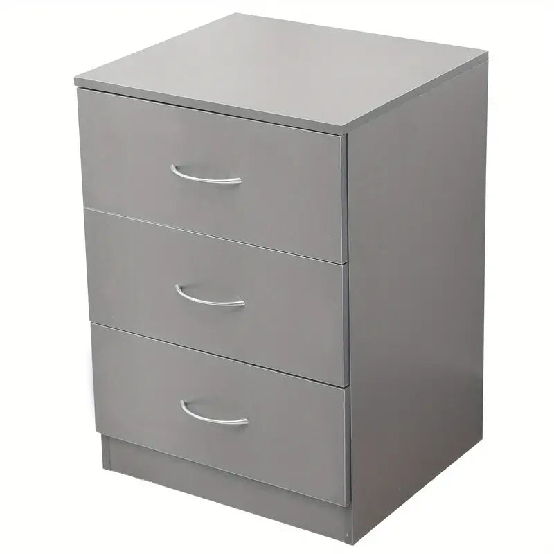 Modern Gray Bedside Table with 3 Drawers