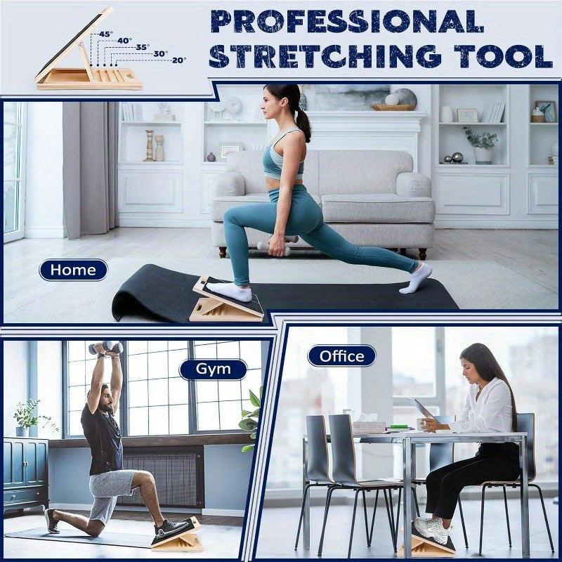 Adjustable Fitness Wooden Slant Board for Calf Stretching & Squats(Brown)