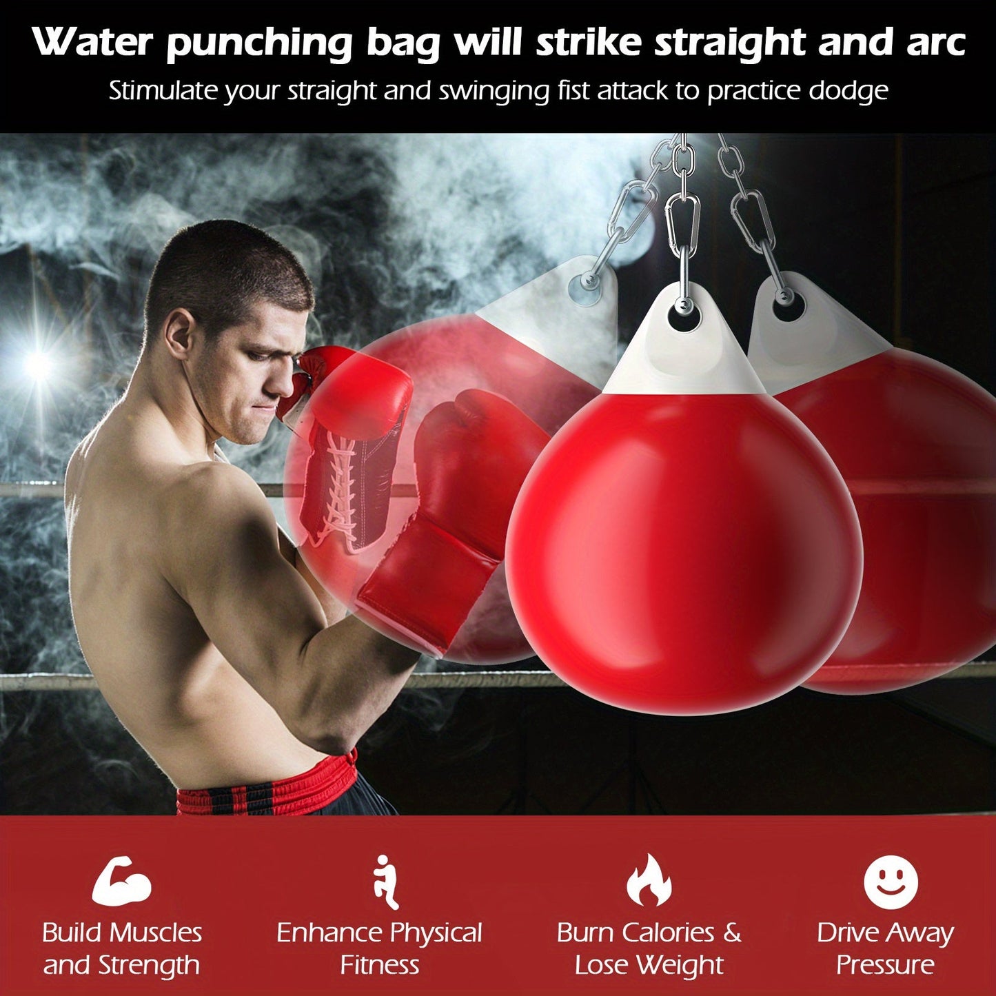50kg Heavy-Duty Water Punching Bag(Red)