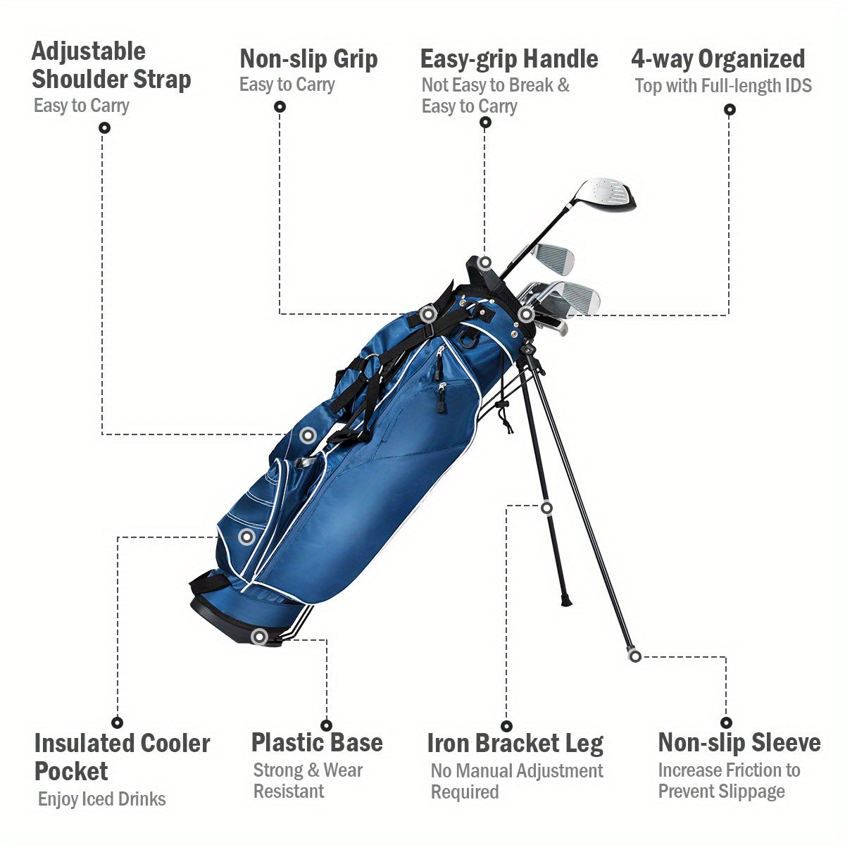 Golf Stand Cart Bag with 4-Way Divider
