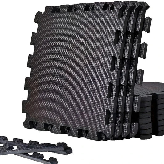 Durable Comfort 12-Piece Premium Soft Yoga Mat Set - Non-Slip, Black