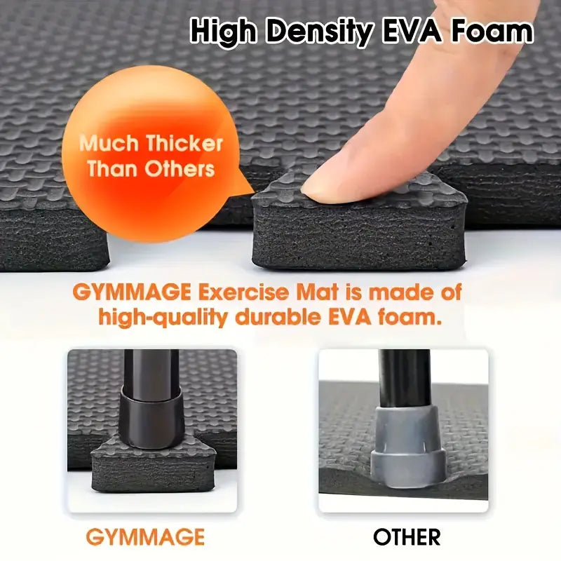 Durable Comfort 12-Piece Premium Soft Yoga Mat Set - Non-Slip, Black