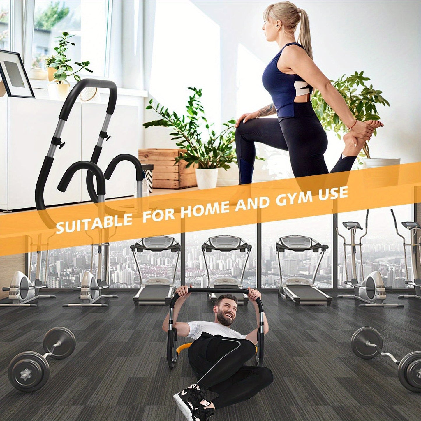 Portable Ab Cruncher Machine - Core Strength Workout Equipment(Black)