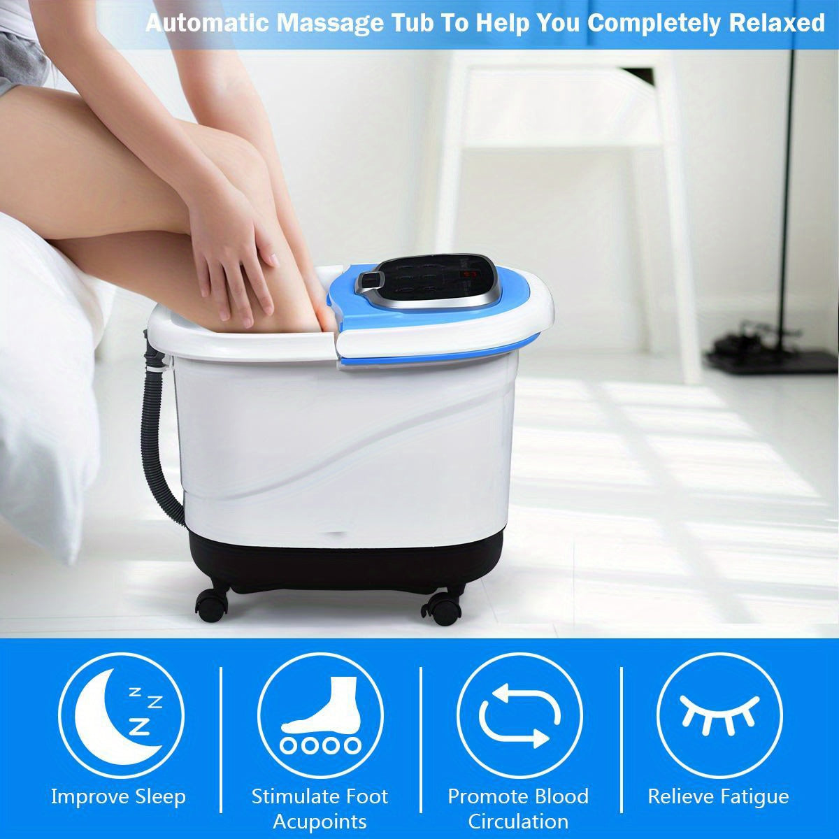Electric Heated Footbath Tub – Foot Spa Massager(Blue)