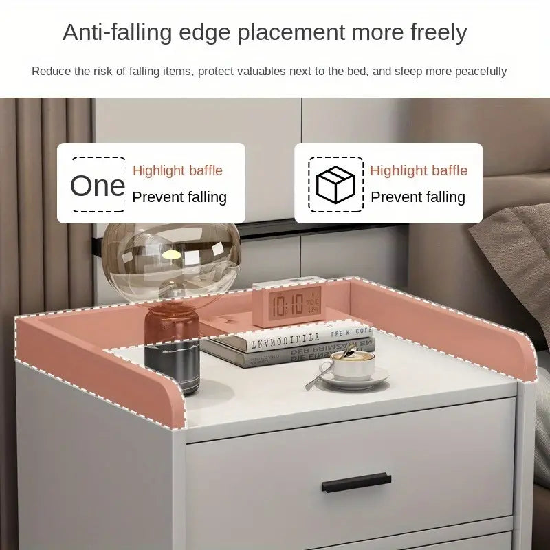 Compact Space-Saving Bedside Table - White