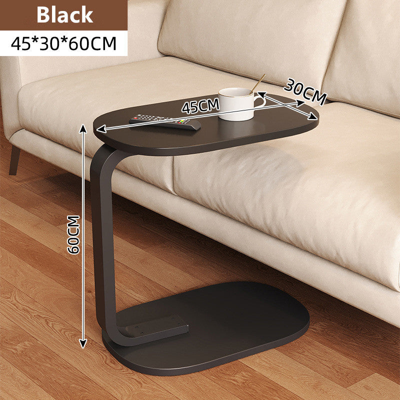 C-Shaped Side Table with Metal Frame