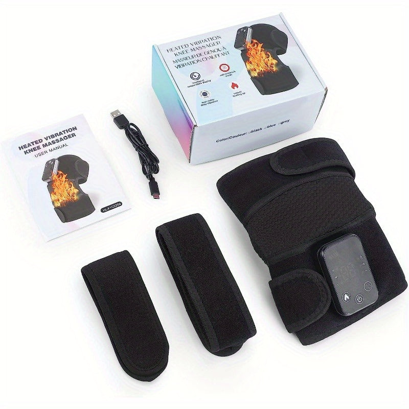 Cordless Heating Knee Pad with Massage Function - Black