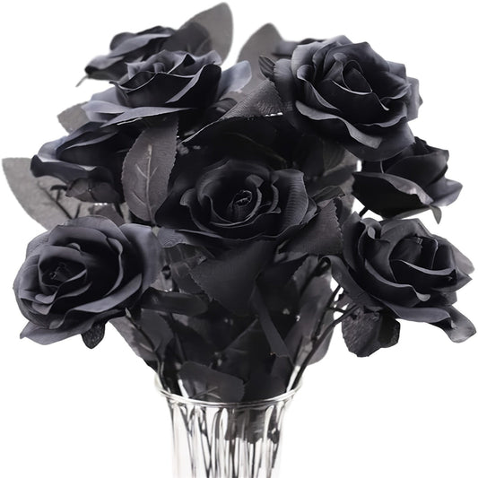 20pcs Black Roses Artificial Flowers