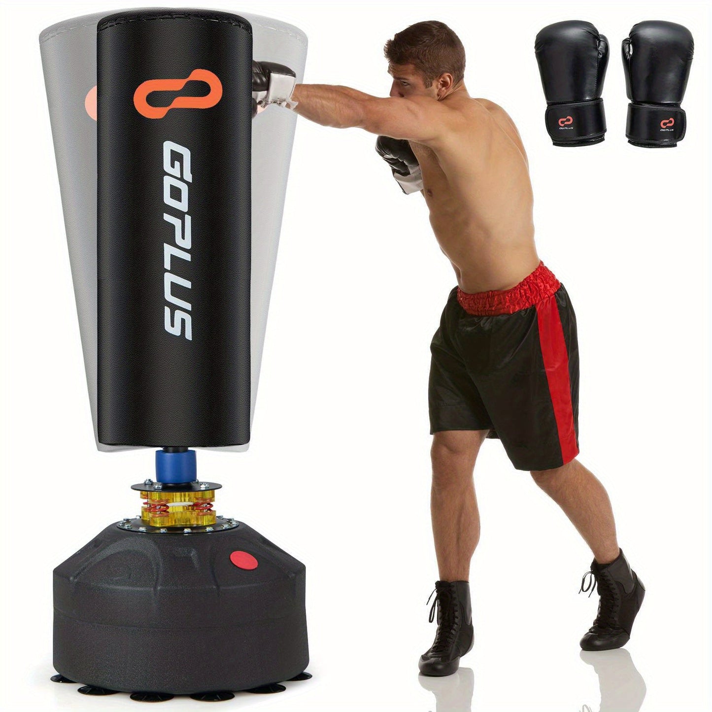 Free Standing Punching Boxing Bag - Heavy Duty Sandbag w/ Boxing Gloves(Black)