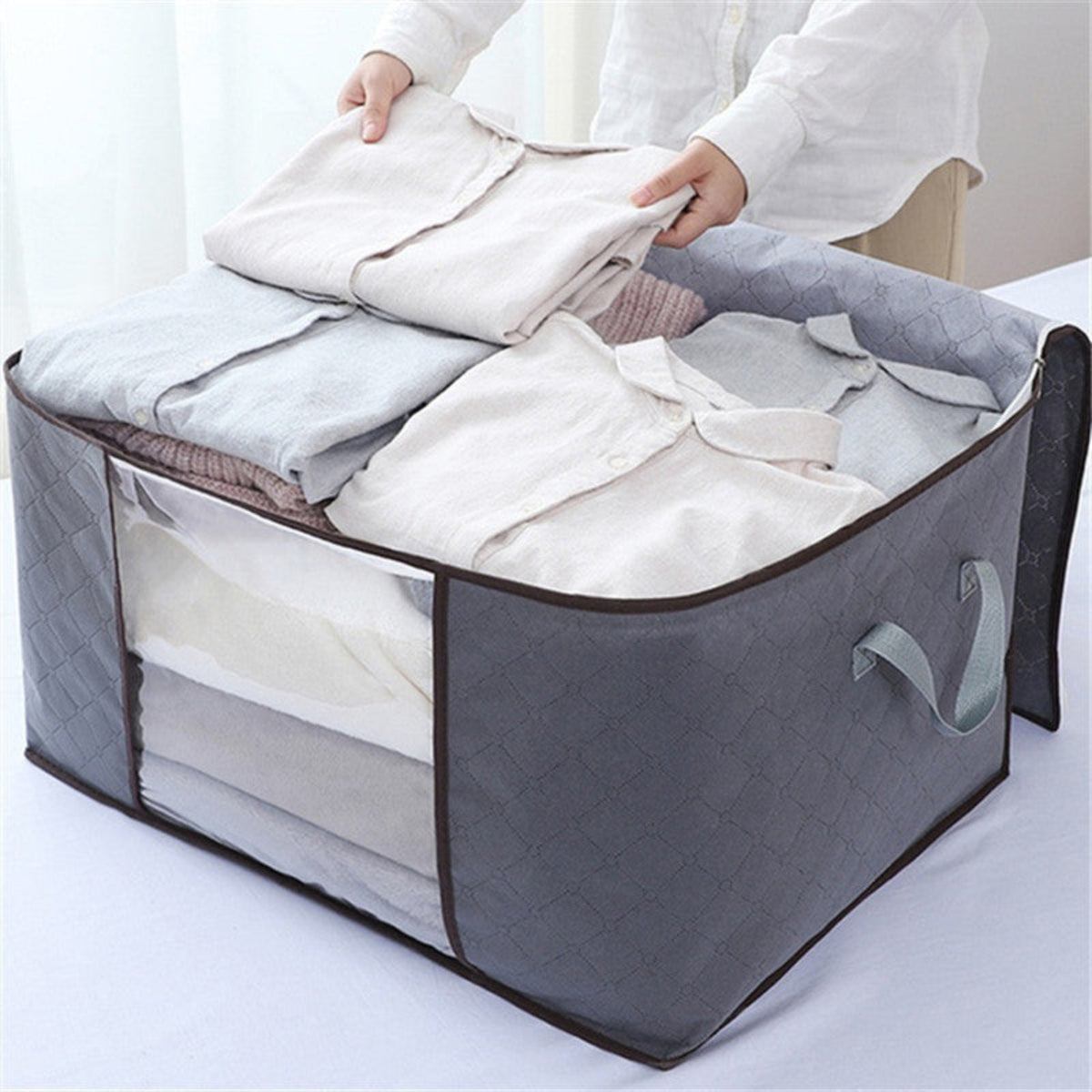 Quilted Storage Box with Zipper & Handles