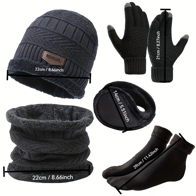 Winter Knit Accessories Set for Adults (5-Piece)
