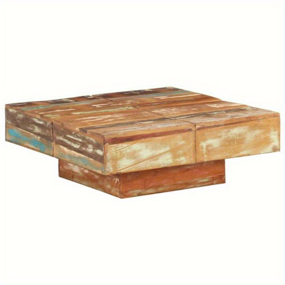 Elegant Coffee Table - 80x80x28 cm Wood Pedestal Base(Brown)
