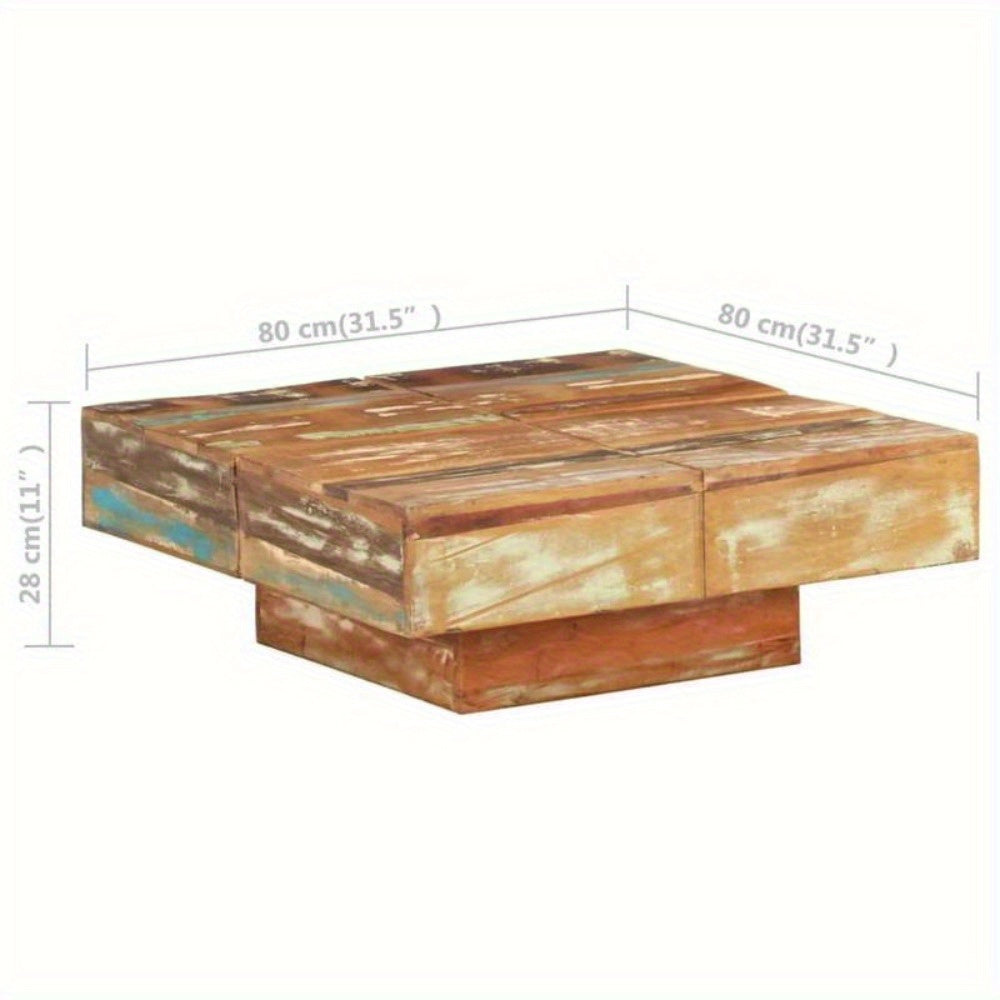 Elegant Coffee Table - 80x80x28 cm Wood Pedestal Base(Brown)