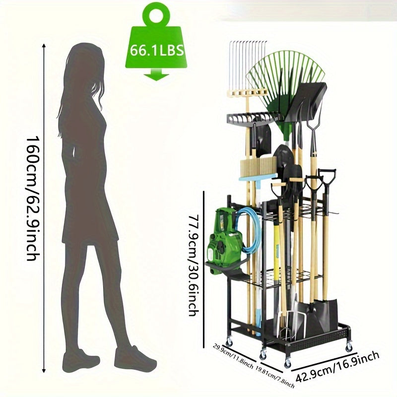 Garage Garden Tool Organizer with Hooks