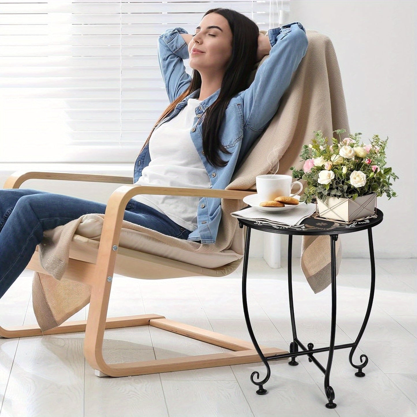 2-Pack Cast Iron Patio Side Tables