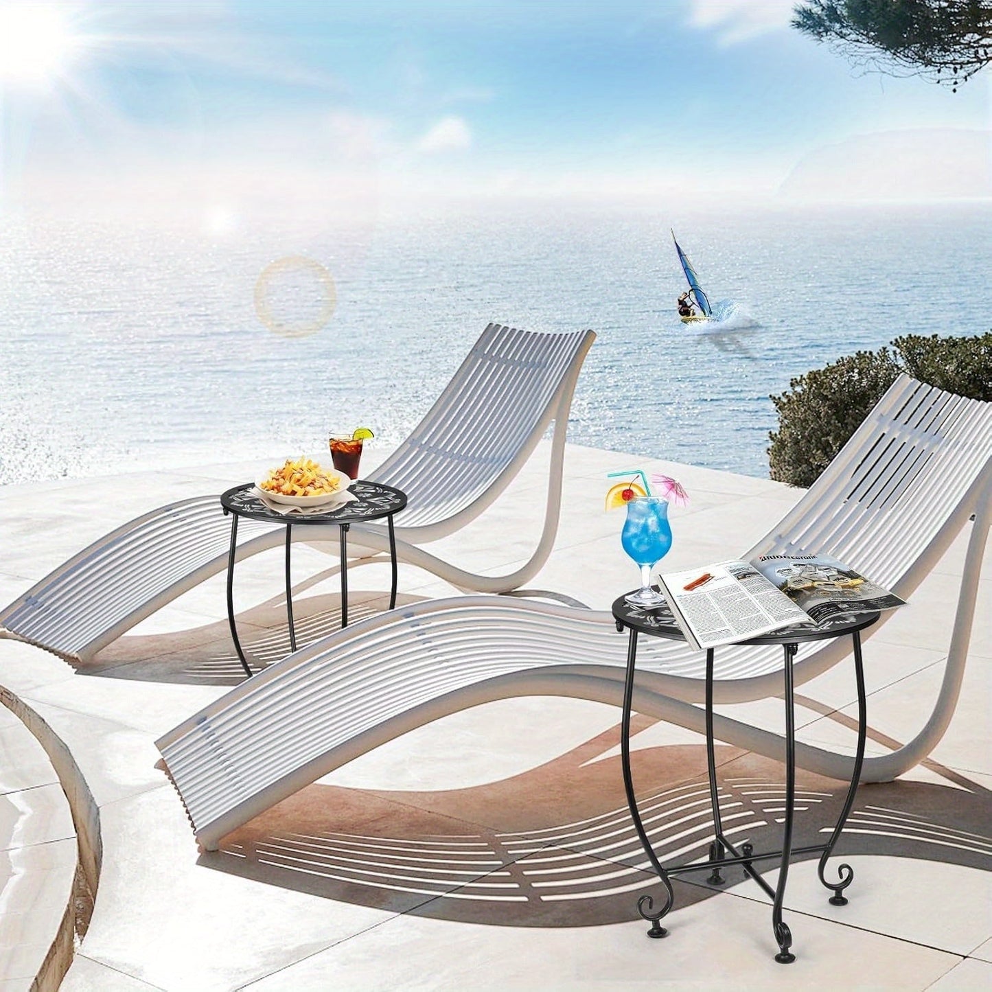 2-Pack Cast Iron Patio Side Tables