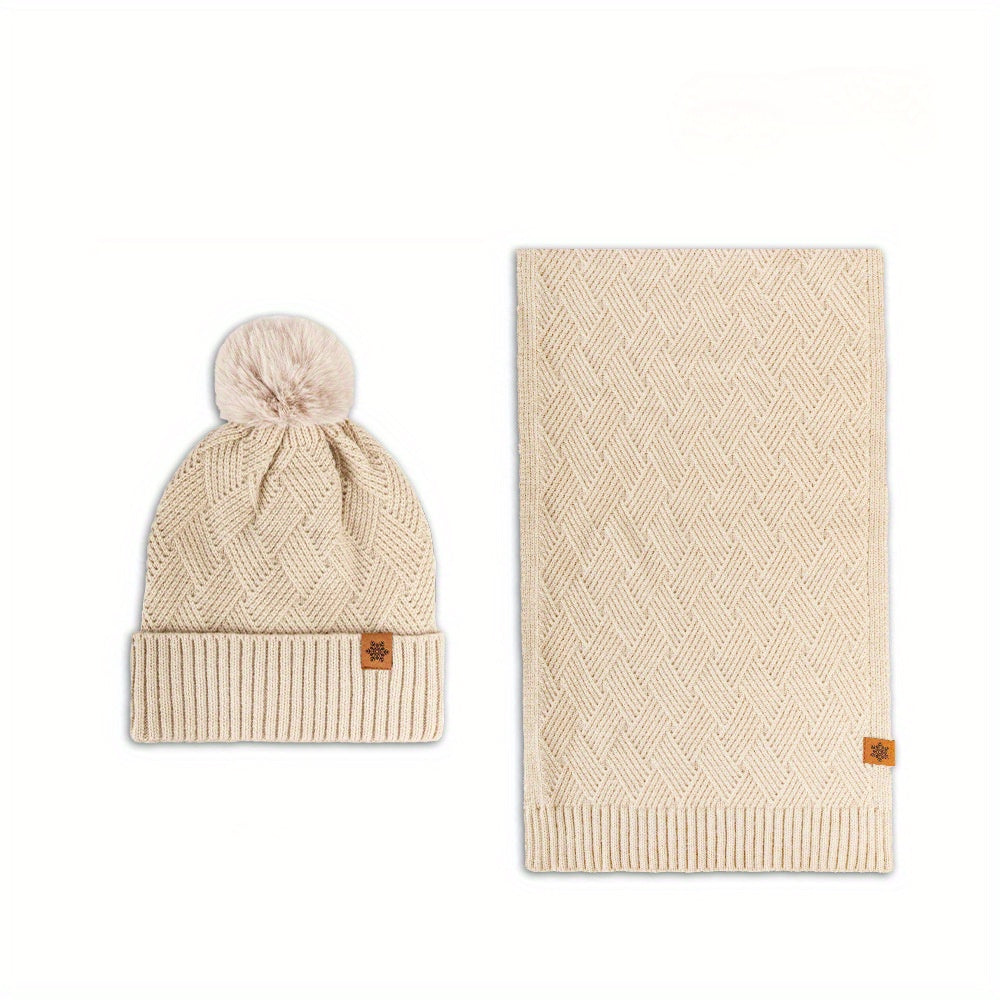 Women's Winter Cashmere Hat and Scarf Set
