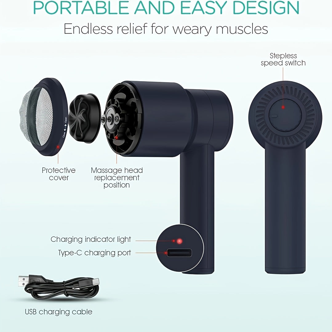 Cordless Handheld Body Massager with 5 Replaceable Heads(Black)