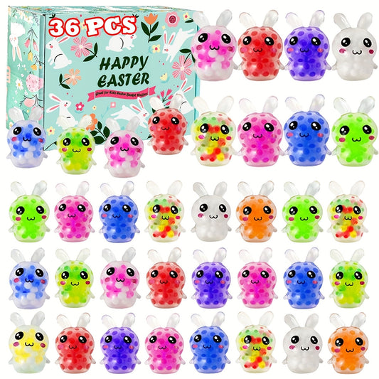 36pcs Mixed Color Squishy Easter Bunny Fidget Toys