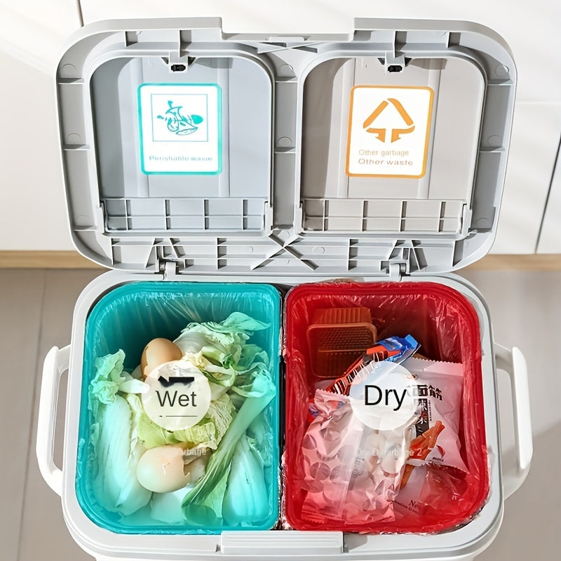 Large Dual-Compartment Trash Can with Odor-Seal Lid