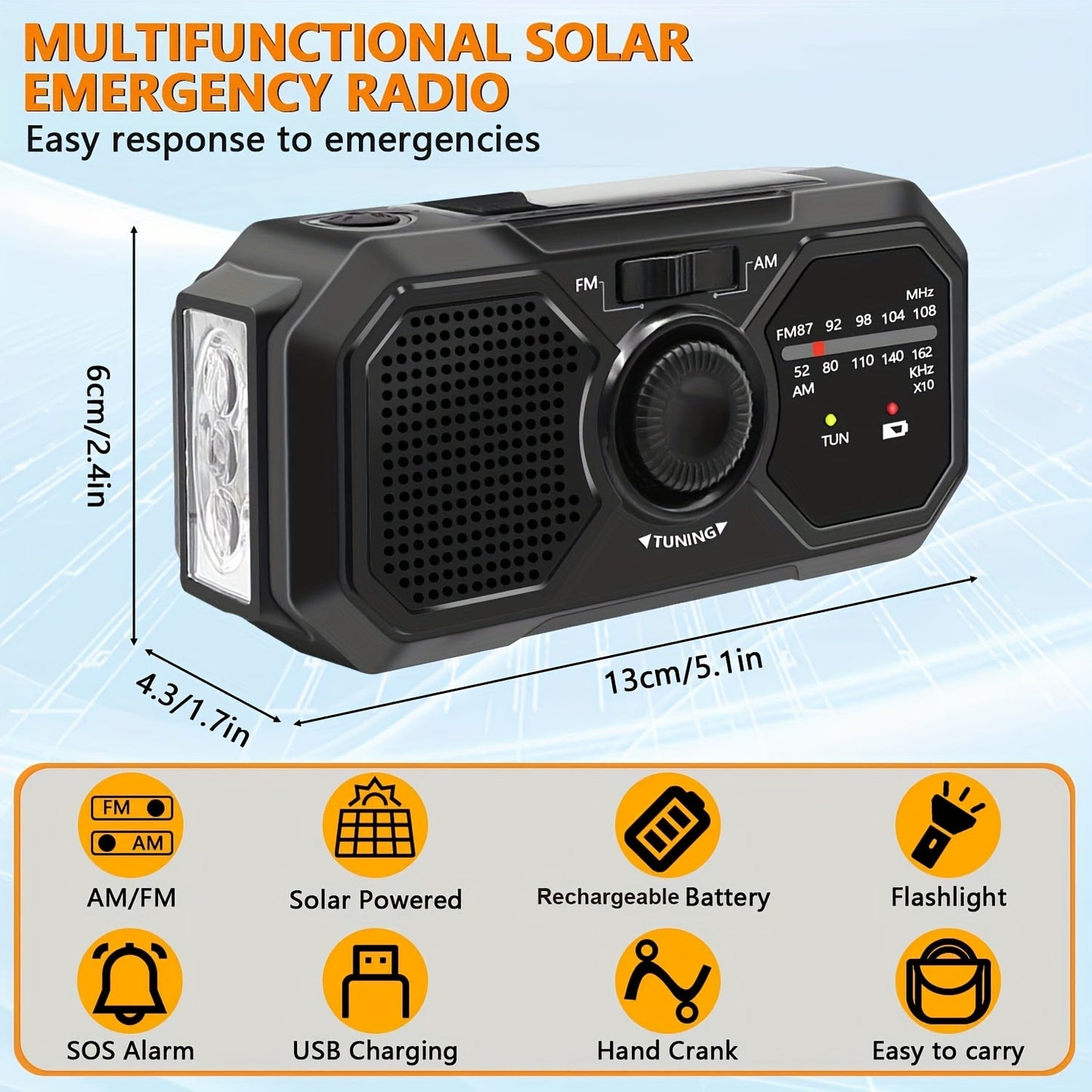 Emergency Radio Solar Hand Crank USB Power Bank