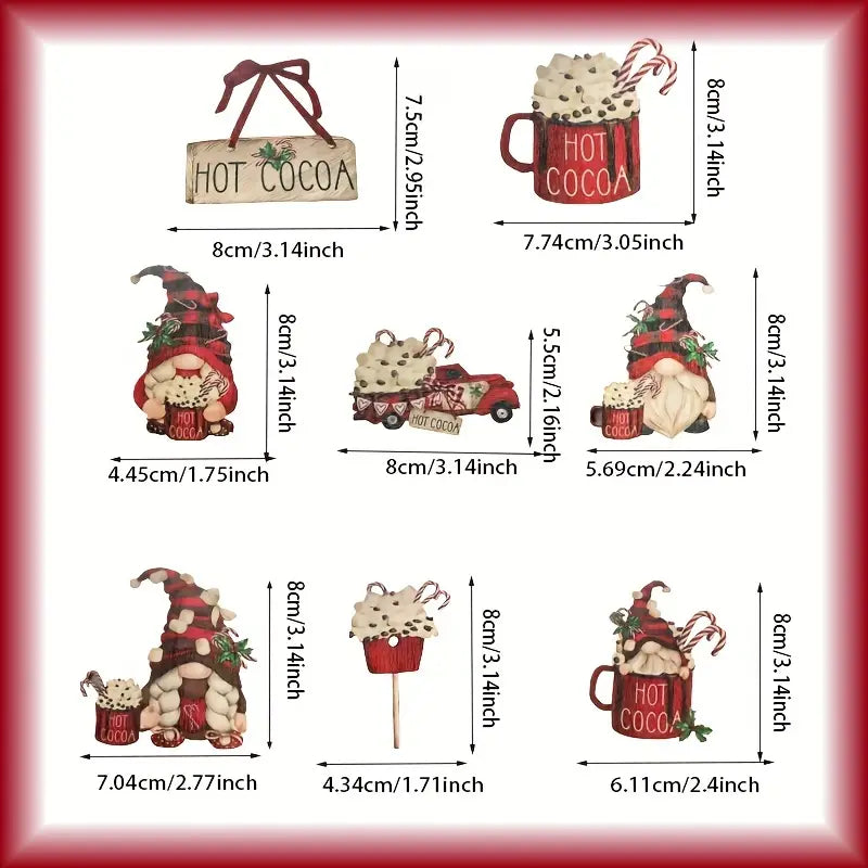 24-Piece Dwarf Christmas Red Wooden Hanging Pendants