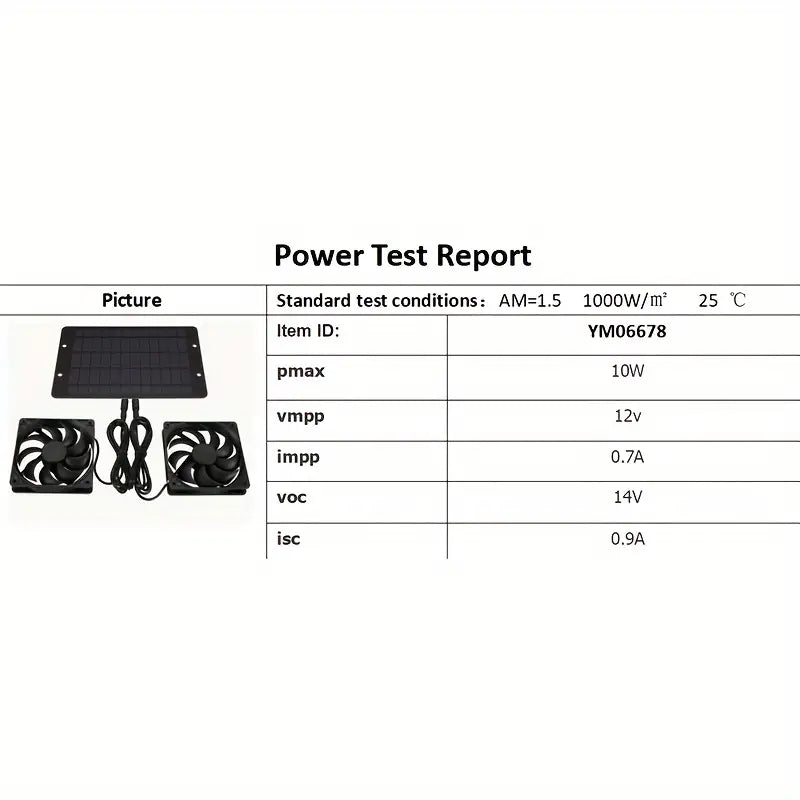 Solar-Powered Electric Ventilator - 10W/12V Dual Fan Pack