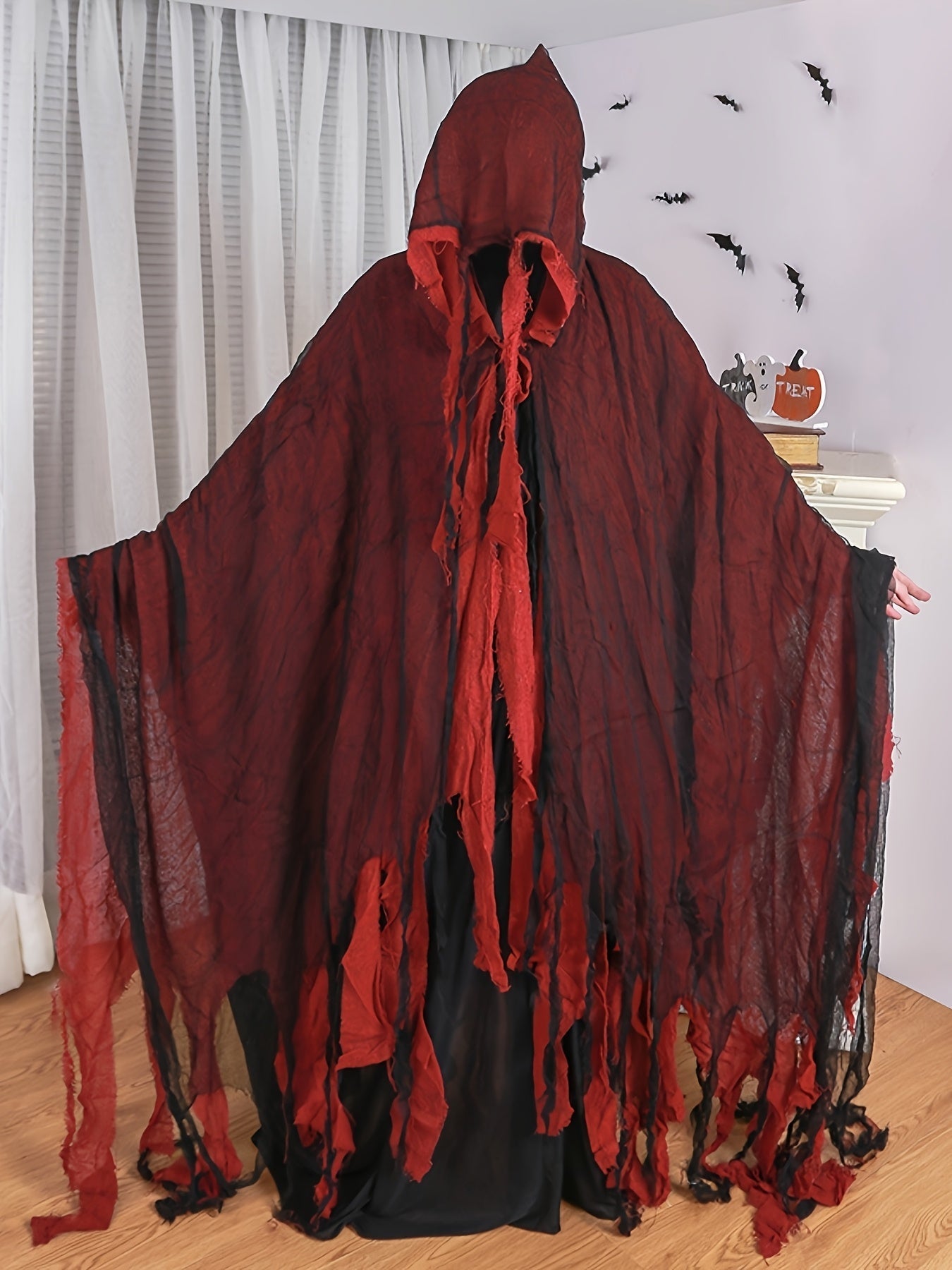 Blood Drip Gothic Cloak Costume with Hood