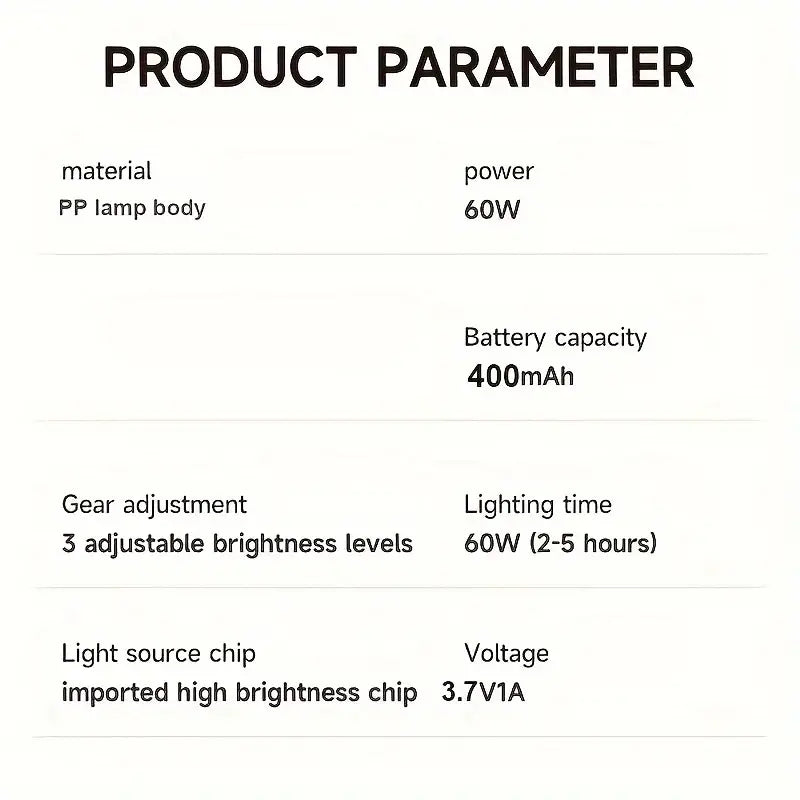 60W Rechargeable LED Lamp Bulb - Perfect for Camping