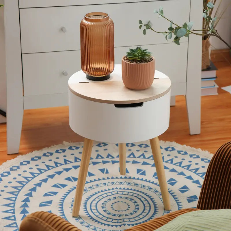 Floor Standing Organizer Lift-Top Storage Side Table