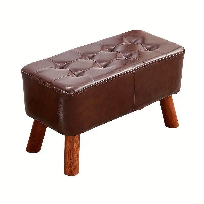 Elegant Hardwood Entryway Faux Leather Bench