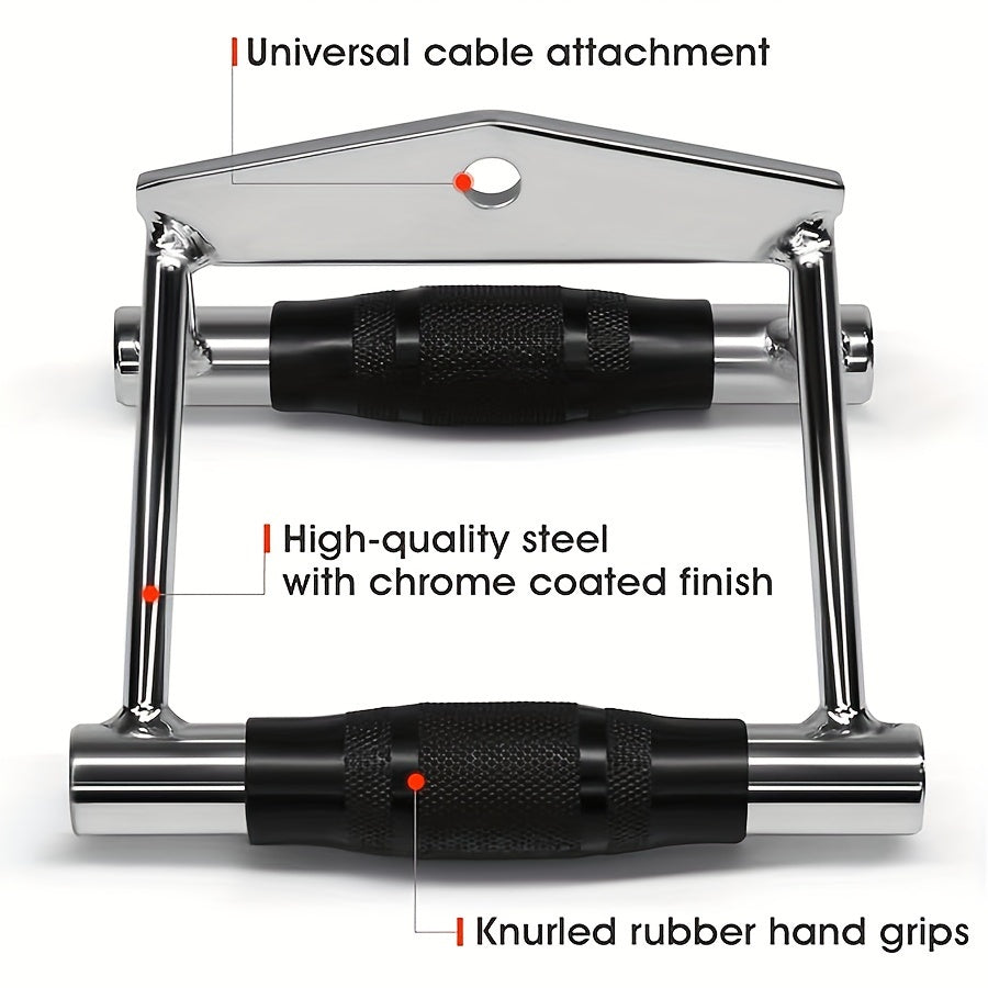 Ergonomic V-Shaped Pull Down Bar with Drawstring Bag & 21-Day Workout Tracker(Black)