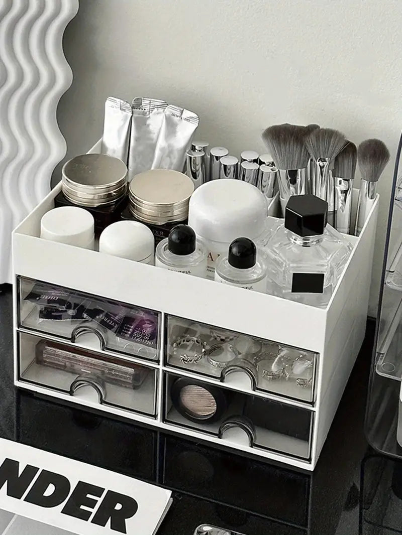 Elevate Beauty Space with 4-Drawer Desktop Makeup Organiser