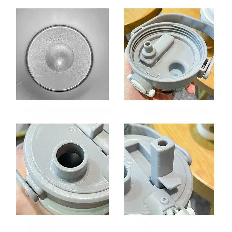 1L Stainless Steel Bottled Water with Straw