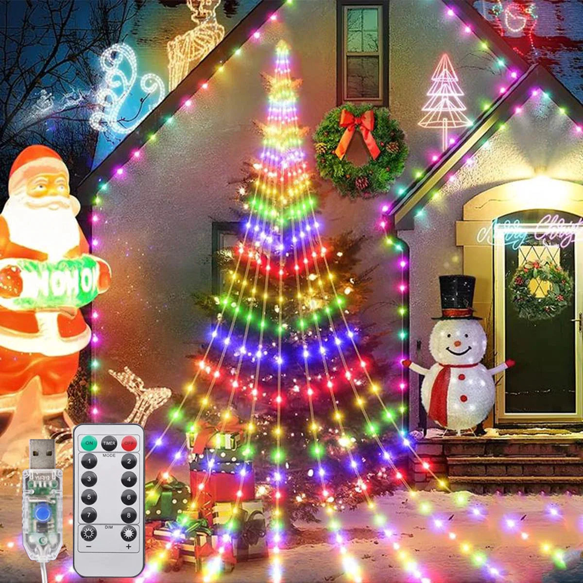 Waterfall Tree Fairy Light USB 8 Modes Curtain Light