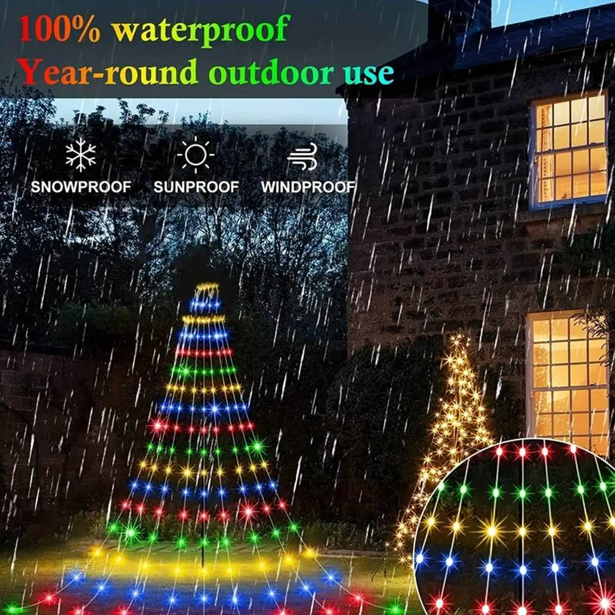 Waterfall Tree Fairy Light USB 8 Modes Curtain Light