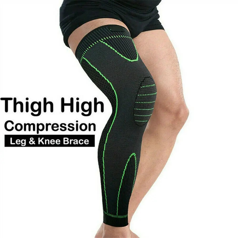 2Pcs Full Length Knee Support Compression Sleeve XL Green