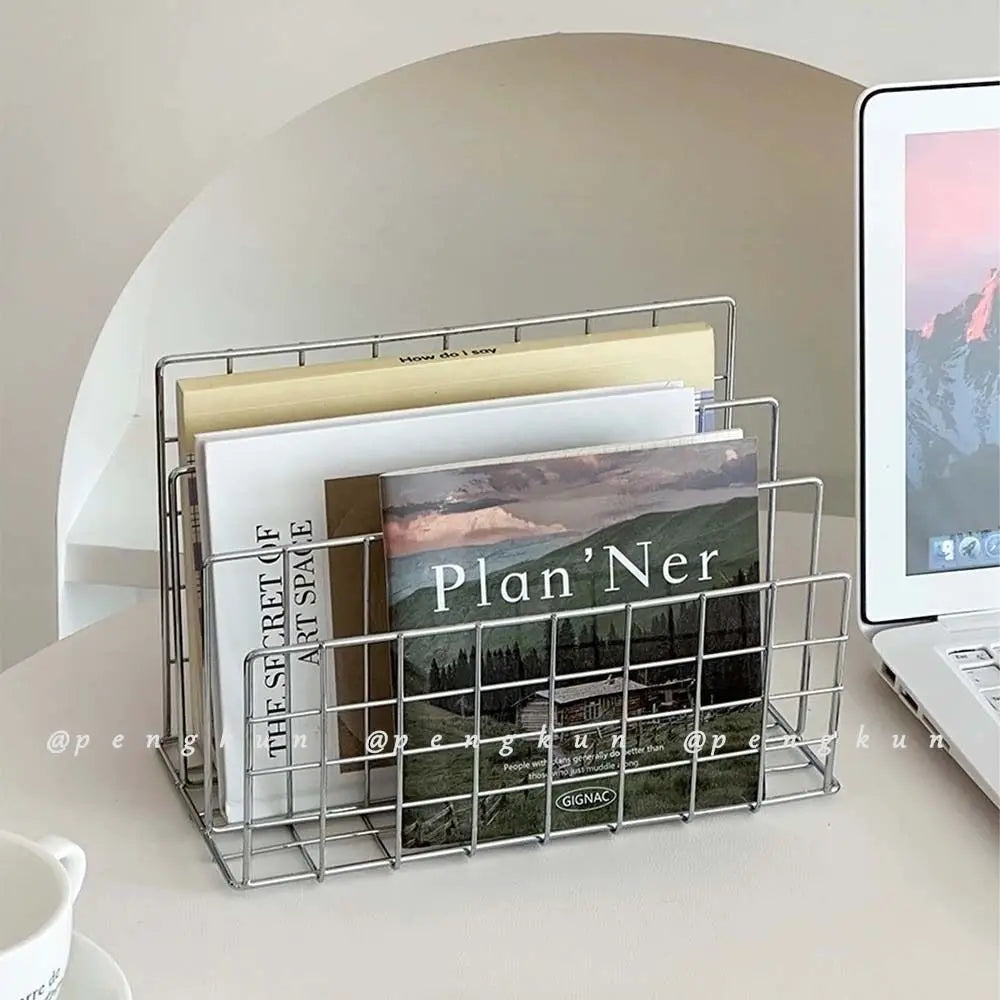 Three-Tier Iron Magazine and Book Storage Rack