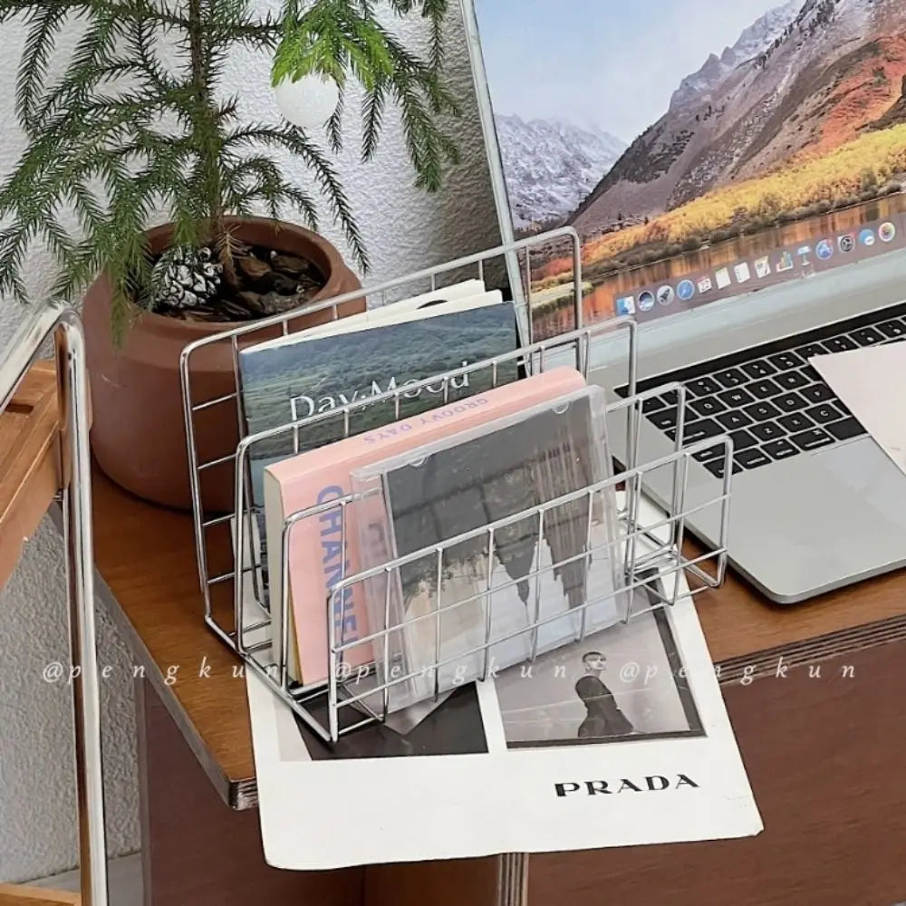 Three-Tier Iron Magazine and Book Storage Rack