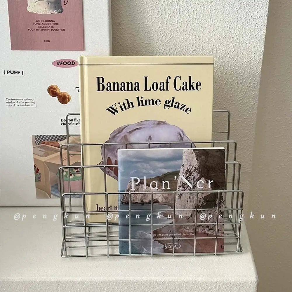 Three-Tier Iron Magazine and Book Storage Rack