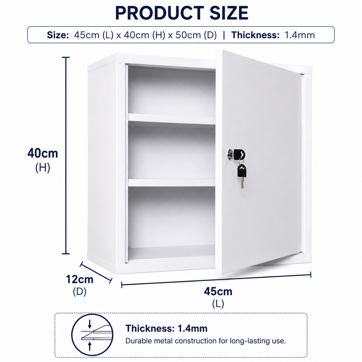 3-Tier Wall-Mounted Metal Medicine Cabinet