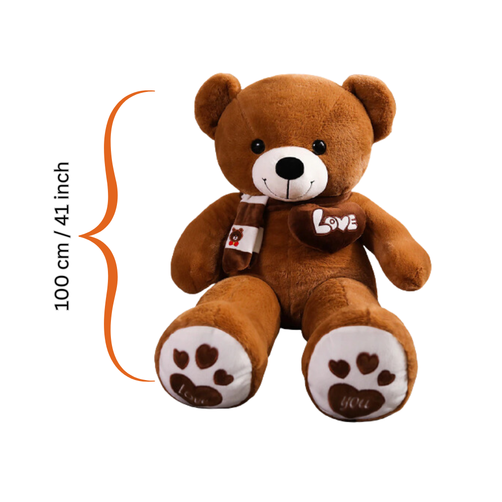 Huge 100cm Brown Giant Teddy Bear Toys Stuffed Animals Soft Plush Cotton Scarf Bear Hold Pillow Doll