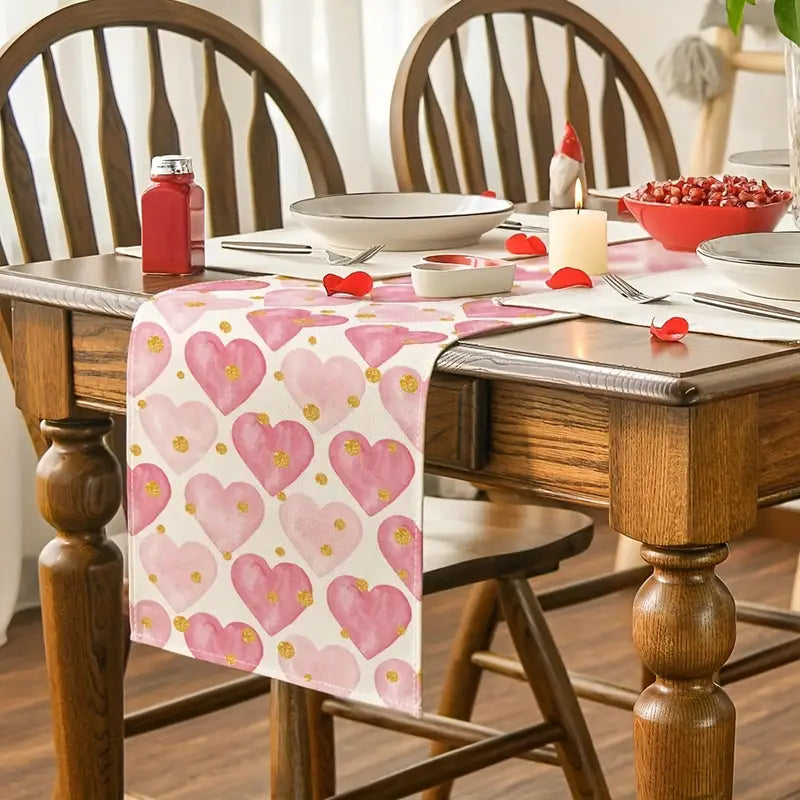 Golden Love Linen Table Runner