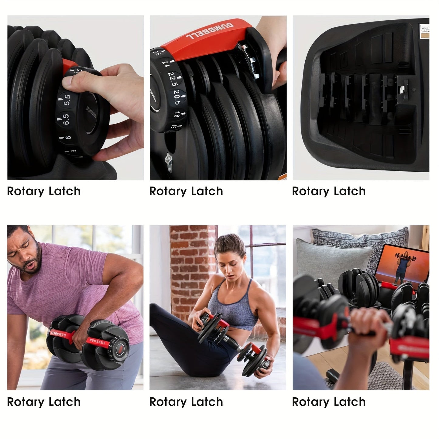 Adjustable Dumbbell 24KG with Anti-Slip Metal Handle(Black)