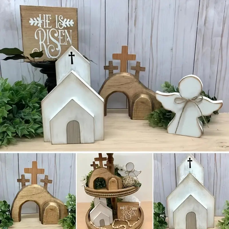 Easter Blessings: Set of 4 Wooden Jesus Ornaments