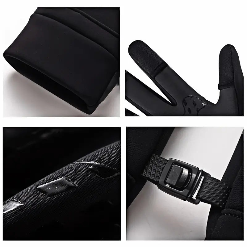Premium Winter Windproof Waterproof Touch Screen Gloves - Medium, Black