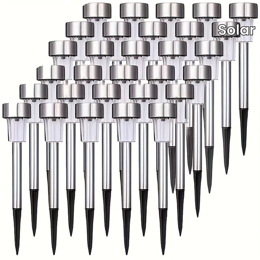 Solar LED Path Lights Outdoor Stainless Steel (10-Pack)